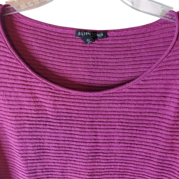 Eileen Fisher Texture Raspberry Long Sleeve Blouse, 1X - Picture 2 of 6